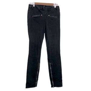 Tory Burch Skinny Black Stretch Side Zipper Jeans 27 Denim Luxury Casual